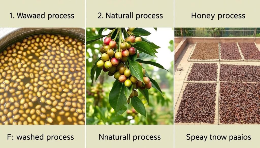 Comparación de los tres principales métodos de procesamiento del café de especialidad: lavado, natural y honey