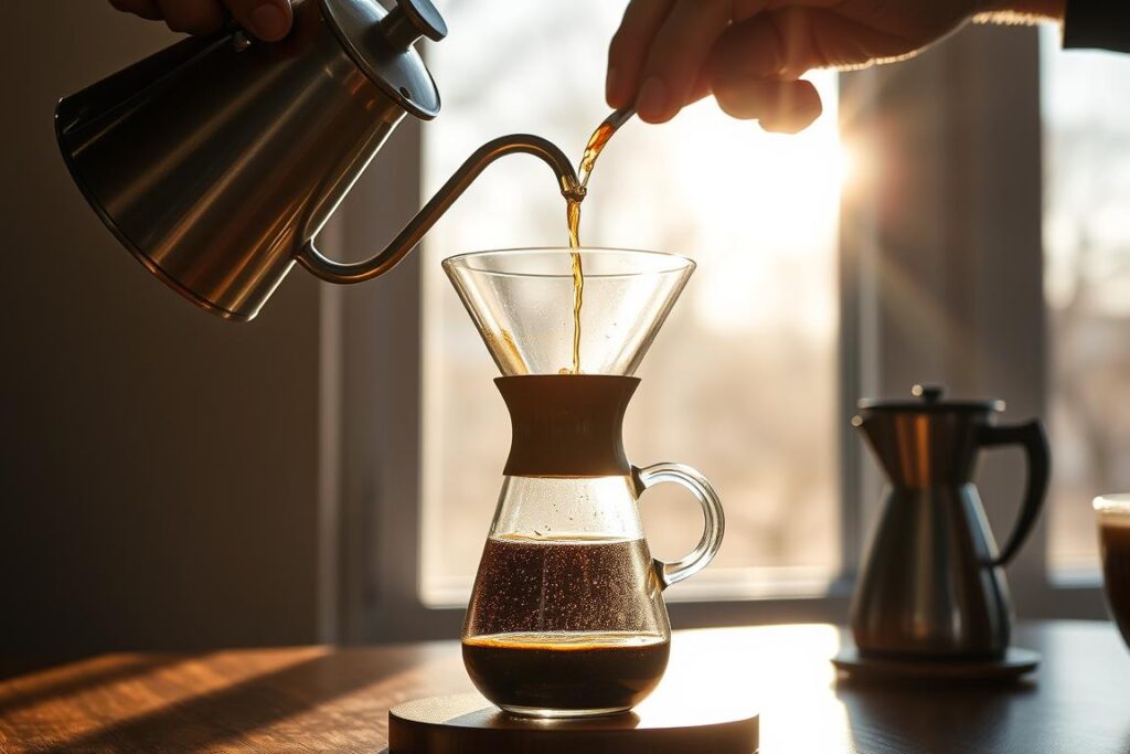Preparación de café con método alternativo usando chemex