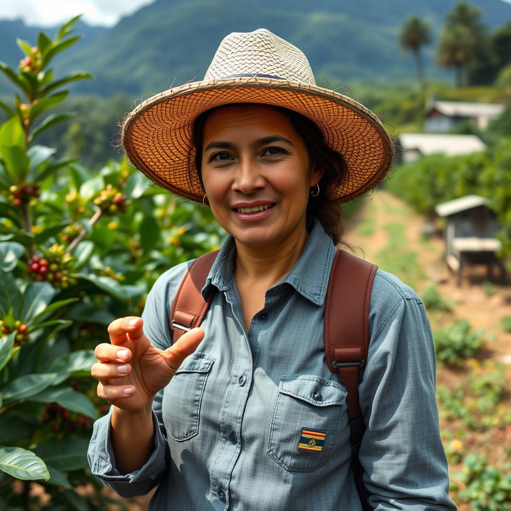 Productora de café de especialidad en Colombia explicando sus prácticas sostenibles